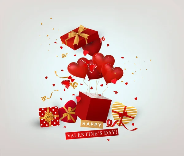 Εικονογράφηση Του Vector Happy Valentine Ρομαντική Ευχετήρια Κάρτα Μπαλόνια Καραμέλες — Διανυσματικό Αρχείο