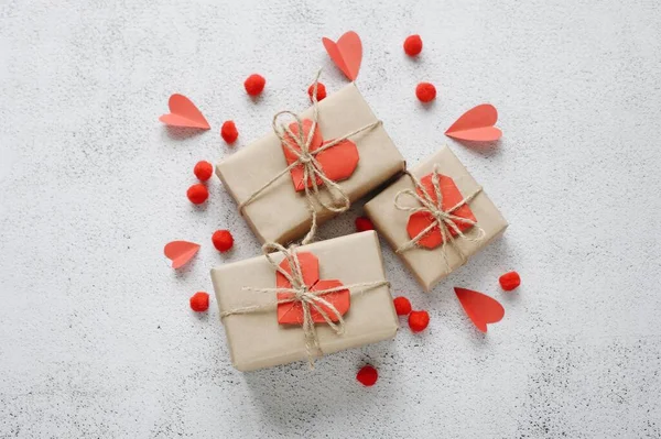 Joyeux Valentine Day Photographie Avec Boîte Cadeau Papier Origami Coeur — Photo