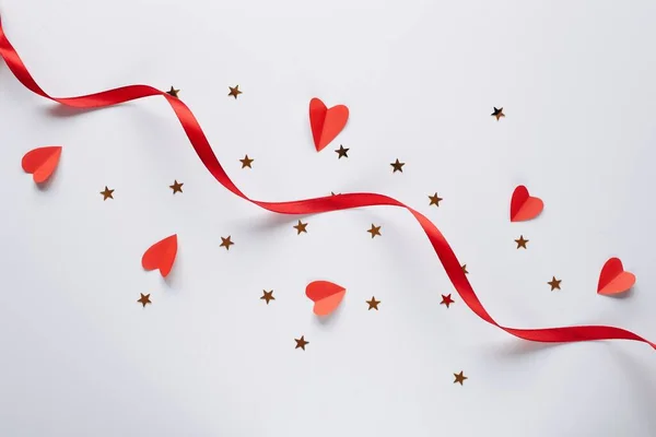 Flach Lag Happy Valentine Day Romantische Fotografie Auf Natürlichem Hintergrund — Stockfoto