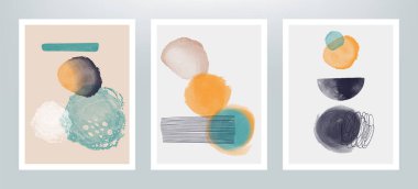 Kapak tasarımı veya duvar dekorasyonu için yaratıcı vektör minimalist el boyaması çizimleri.