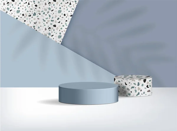 幾何学的な形のシリンダー表彰台 化粧品製品プレゼンテーションのための3D空ショーケース — ストックベクタ