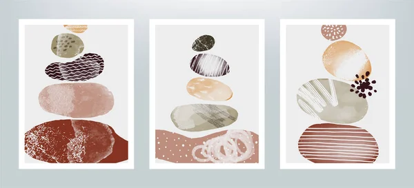 Abstrakte Illustration Mit Ausgewogenen Kieselsteinen Ausgewogene Kieselsteine Mit Unterschiedlichen Texturen — Stockvektor