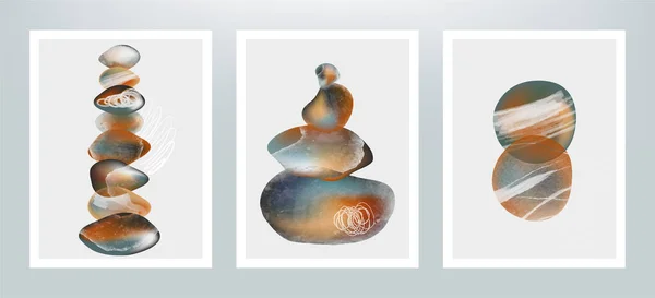 Abstract Illustration Pebbles Stones Different Textures — ストックベクタ