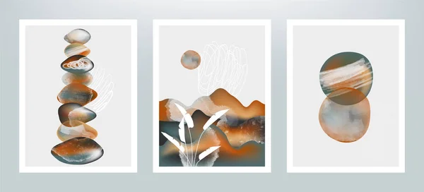 Abstract Illustration Pebbles Stones Different Textures — 스톡 벡터