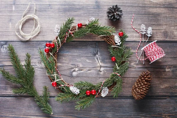 Schöner Adventskranz Fotografie Von Oben — Stockfoto