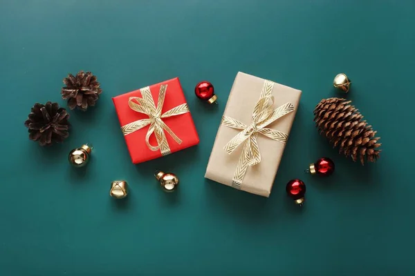 상자와 크리스마스 아름다운 크리스마스 템플릿 — 스톡 사진