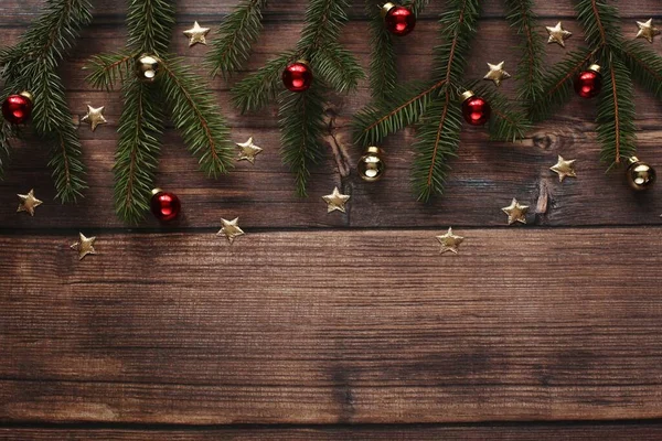 美しいクリスマス木製の背景 トップビューの写真 — ストック写真