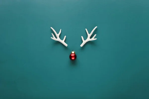 Roztomilé Kreativní Vánoční Přání Legrační Sobí Tváří — Stock fotografie