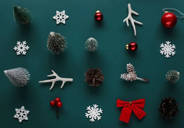 Beau Modèle Carte Voeux Vacances Avec Différents Symboles Noël — Photo