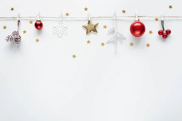Krásná Vánoční Šablona Různými Vánoční Symboly Vánoční Přání — Stock fotografie
