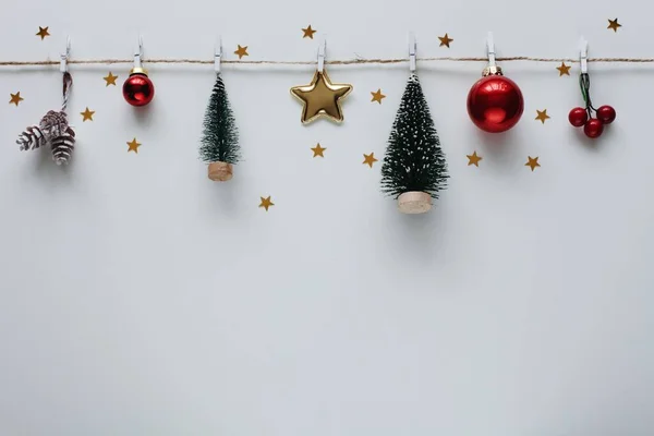Farklı Bayram Sembolleriyle Güzel Bir Noel Şablonu Noel Tebrik Kartı — Stok fotoğraf