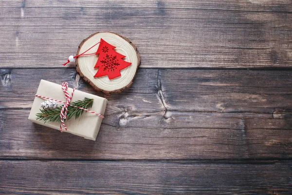 Schöne Weihnachten Holz Hintergrund Fotografie Von Oben Stockfoto