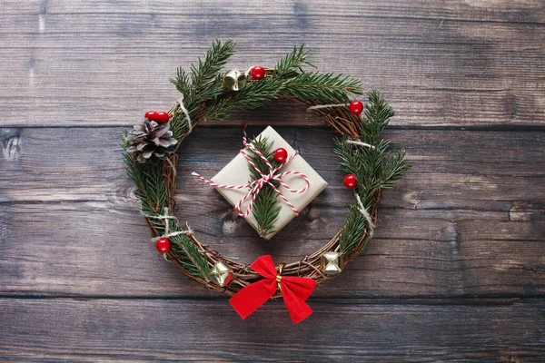 Beautiful Christmas Wreath Top View Photography Royalty Free Stock Images