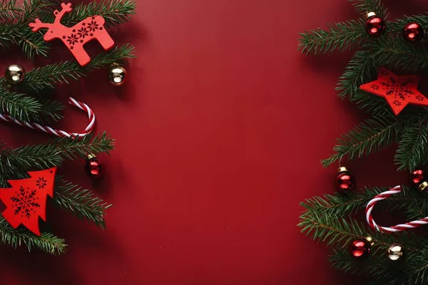 Hermoso Fondo Rojo Navidad Tarjeta Felicitación Navidad Plantilla Imágenes De Stock Sin Royalties Gratis