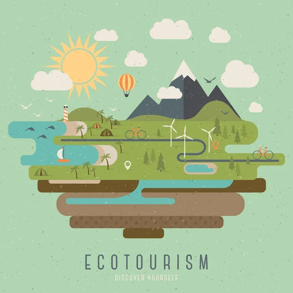 Ecotourism vintage style illustration — Stock Vector