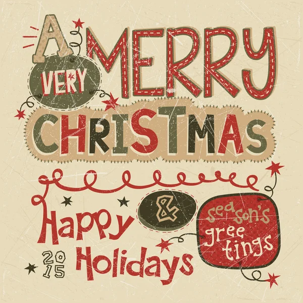 Christmas wenskaart. merry christmas belettering — Stockvector