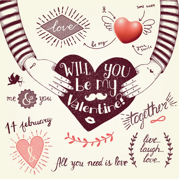 Illustrazione hipster di San Valentino — Vettoriale Stock