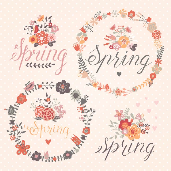 Elementos decorativos primavera — Vector de stock