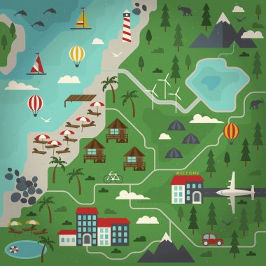 Yaz cennet düz illüstrasyon