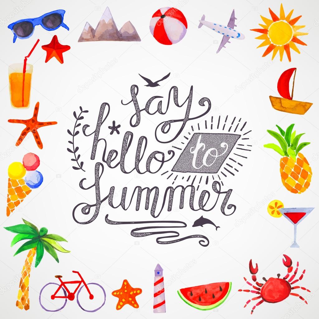 Summer watercolor lettering