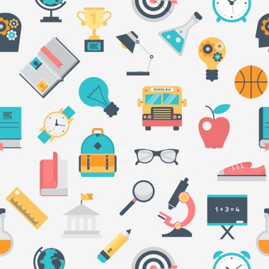 Düz Tasarım Okulu ve eğitim seamless modeli