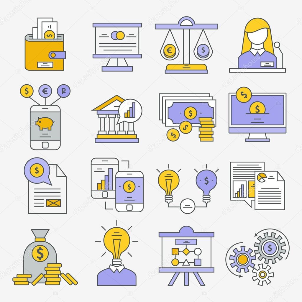 Set of flat design icons for business and banking