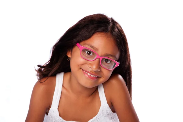 Щаслива усміхнена дівчина в окулярах Стокова Картинка