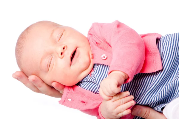 Cute baby laying in hand — Stock Photo, Image