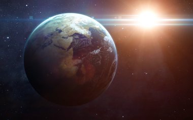 Uzaydan Dünya'nın görünümü. Nasa tarafından döşenmiş bu görüntü unsurları