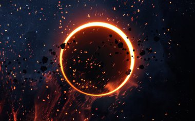 Güneş tutulması bir bulutsu yukarıda. Nasa tarafından döşenmiş bu görüntü unsurları