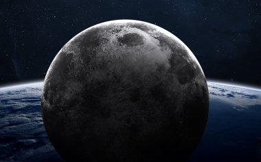 Dünya ve ay uzaydan. Nasa tarafından döşenmiş bu görüntü unsurları