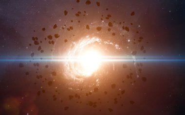 Nebula ve yıldızlı sonsuz uzay arkaplanı. NASA tarafından desteklenen bu görüntü ögeleri