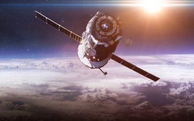 Nebula ve yıldızlı sonsuz uzay arkaplanı. NASA tarafından desteklenen bu görüntü ögeleri