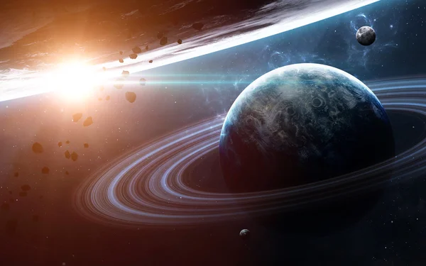 Universe scene with planets, stars and galaxies in outer space showing the beauty of space exploration. Elements furnished by NASA
