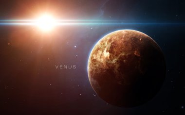 Venüs - Yüksek çözünürlüklü 3D görüntüler güneş sistemindeki gezegenleri sunar. NASA tarafından desteklenen bu görüntü ögeleri.