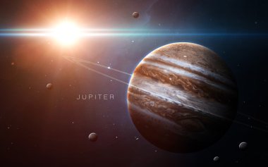 Jüpiter - Yüksek çözünürlüklü 3D görüntüler güneş sistemindeki gezegenleri sunar. NASA tarafından desteklenen bu görüntü ögeleri.