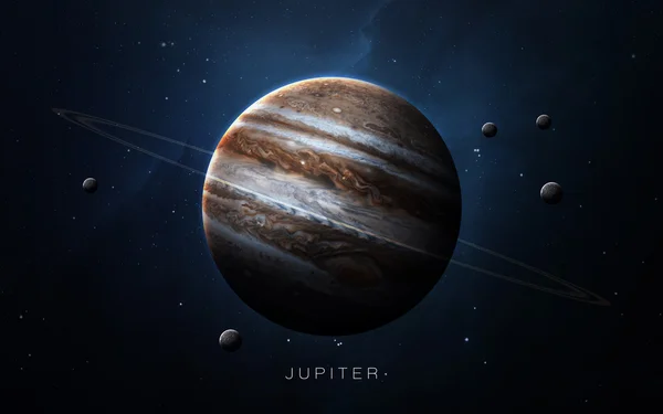木星-高分辨率3D图像显示了太阳系的行星.这个图像元素由NASA提供. — 图库照片