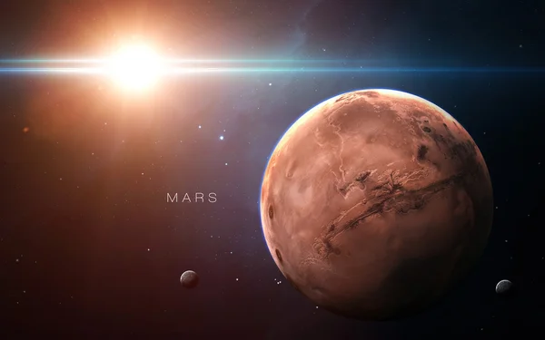 Mars - obrazy 3D o wysokiej rozdzielczości przedstawiają planety Układu Słonecznego. Elementy obrazu dostarczone przez NASA. — Zdjęcie stockowe