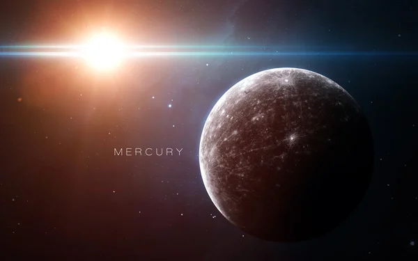 Merkúr - Nagy felbontású 3D-s képek mutatják be a Naprendszer bolygóit. A NASA által biztosított képelemek. — Stock Fotó