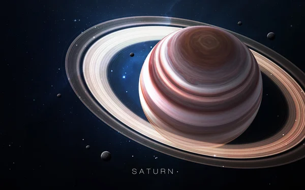 土星-高解像度の3D画像は、太陽系の惑星を提示します。NASAが装備したこの画像要素. — ストック写真