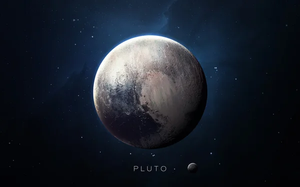 3D-зображення з високою роздільною здатністю Плутона представляють планети Сонячної системи. Це зображення елементів, надане НАСА. — стокове фото