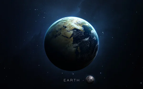 Föld - Nagy felbontású 3D-s képek mutatják be a Naprendszer bolygóit. A NASA által biztosított képelemek. — Stock Fotó