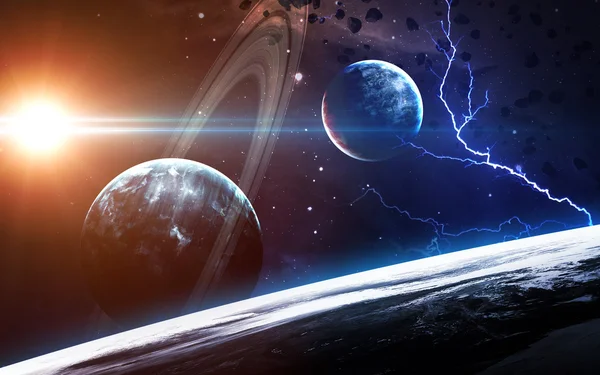 Universe scene with planets, stars and galaxies in outer space showing the beauty of space exploration. Elements furnished by NASA — Stock Photo, Image