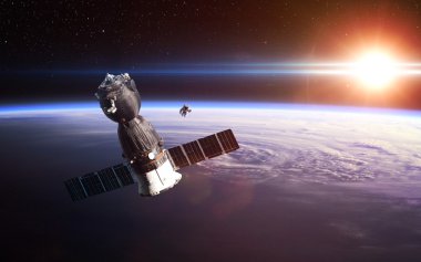 Uzay gemisi uzaya fırlatıldı. Bu görüntünün elementleri NASA tarafından desteklenmektedir.