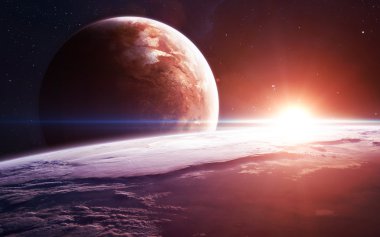 Nebula ve yıldızlı sonsuz uzay arkaplanı. NASA tarafından desteklenen bu görüntü ögeleri