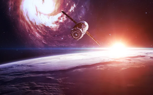 Nebula ve yıldızlı sonsuz uzay arkaplanı. NASA tarafından desteklenen bu görüntü ögeleri