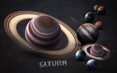 Satürn - yüksek çözünürlüklü görüntüler sunuyor güneş sisteminin gezegenleri kara tahta. NASA tarafından döşenmiş bu görüntü öğelerini