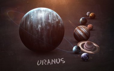 Uranüs - yüksek çözünürlüklü görüntüler sunuyor güneş sisteminin gezegenleri kara tahta. NASA tarafından döşenmiş bu görüntü öğelerini