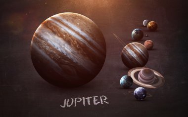 Jüpiter - yüksek çözünürlüklü görüntüler sunuyor güneş sisteminin gezegenleri kara tahta. NASA tarafından döşenmiş bu görüntü öğelerini