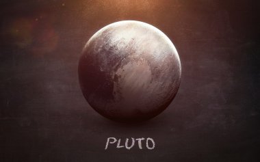 Pluto - yüksek çözünürlüklü görüntüler sunuyor güneş sisteminin gezegenleri kara tahta. NASA tarafından döşenmiş bu görüntü öğelerini
